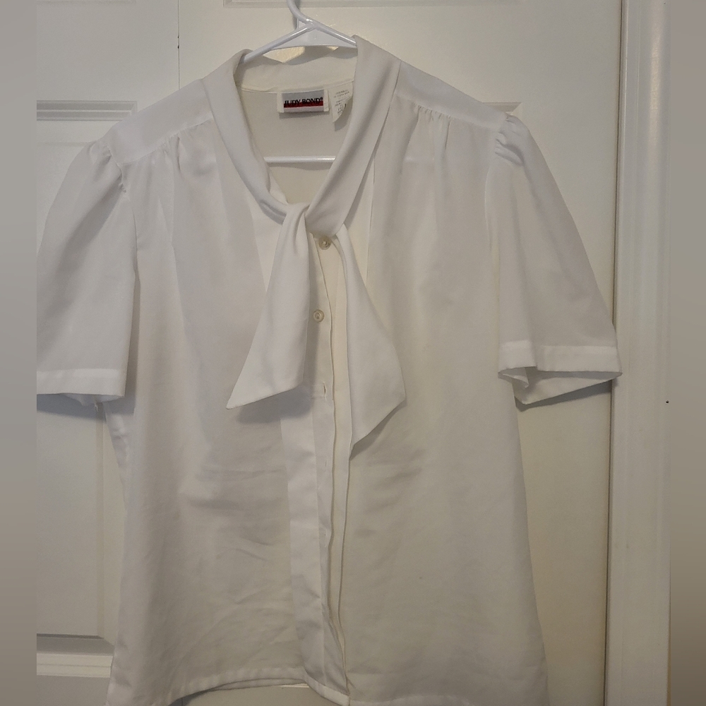 Vintage Women's Blouse, White, Size 12